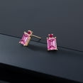thumbnail image 5 of Gem Stone King 10K Yellow Gold Earrings Octagon Pink Moissanite and Created Ruby (3.62 Cttw), 5 of 5