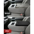 thumbnail image 3 of KBH Center Console Armrest Cover for 2015-2025 Ford F150, 2017-2025 F250 F350 F450 with 40/20/40 Jump Seat, Leather Middle Console Cover Cushion Pad for F150 Accessories, Black, 3 of 9