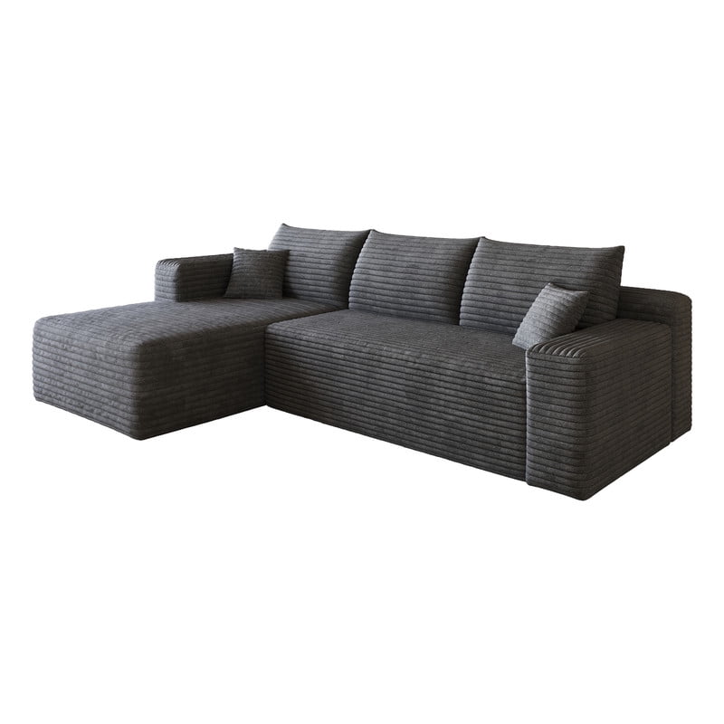 94" Modular Sectional Sofa, Modern Corduroy Cloud Couch with Side Pockets, Boneless Couch Upholstered 3-Seater L-Shaped Sofa for Living Room, Left Facing Chaise