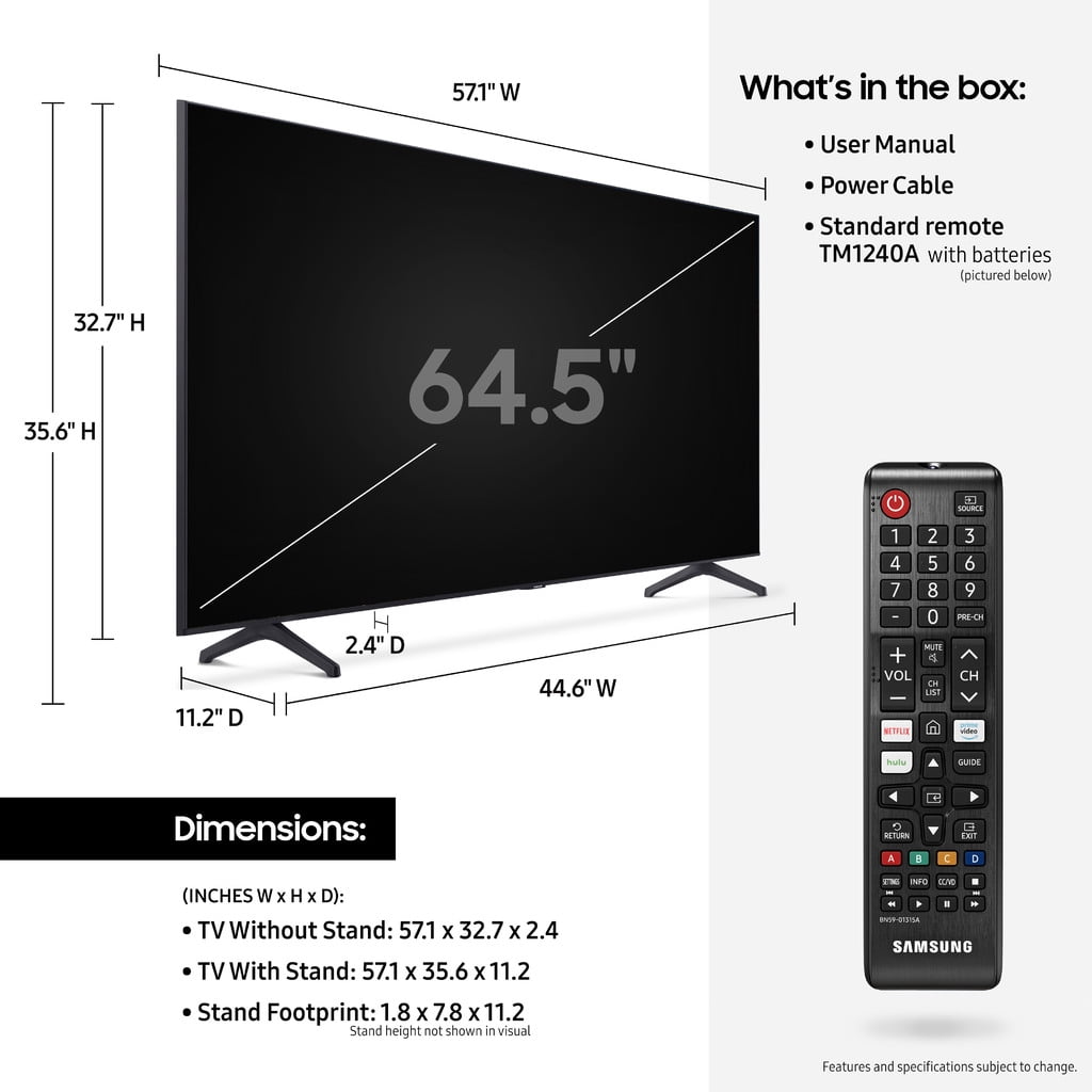 Samsung 165 cm / 65 Inches 4K LED UHD Smart TV UN65CU7000FXZA