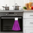 thumbnail image 6 of Coolnut Solid Purple Pattern Kitchen Towels Set of 2, Hanging Hand Towels with Loop Soft Absorbent Durable for Bathroom Kitchen Decor Washcloth Gift, 6 of 7