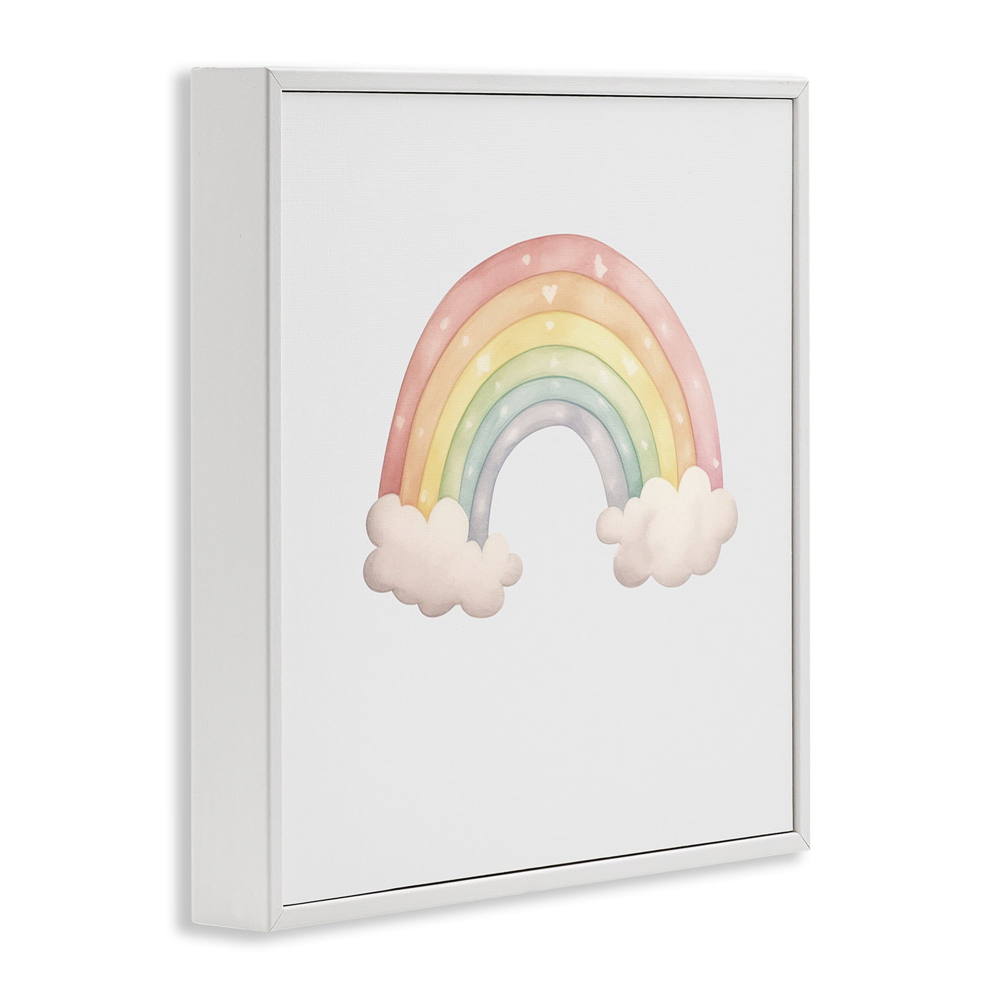 Stupell Industries Dreamy Pastel Rainbow with Clouds White Framed Giclee Art, design by Karen Smith