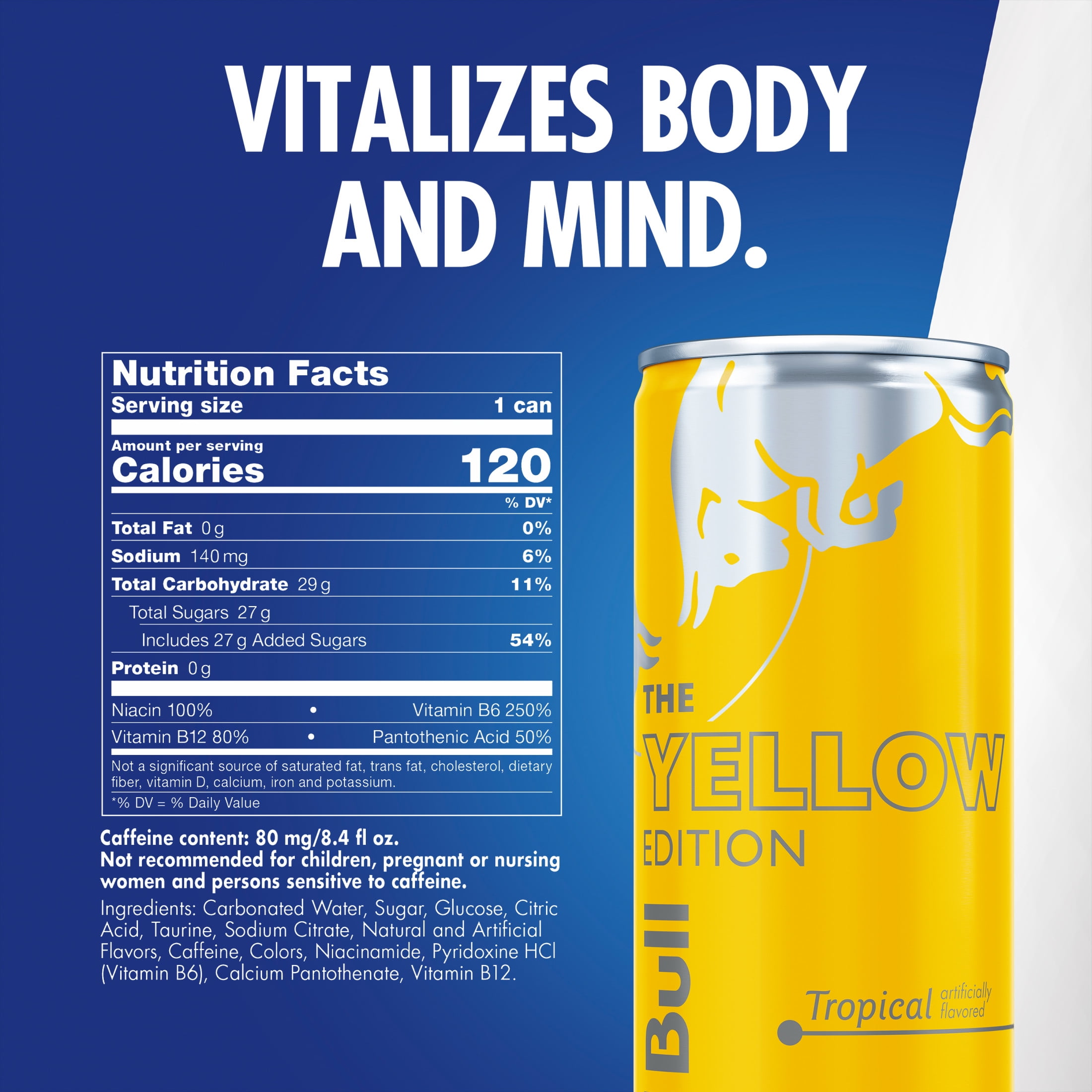 Red Bull Yellow Edition Tropical Energy Drink, 8.4 fl. oz., 6 Packs of 4 Cans