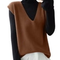 thumbnail image 1 of Women's Deep V - Neck Loose - Fitting Sleeveless Knit Vest - Soft, Versatile for Layering, Available in Multiple Colors, 1 of 5