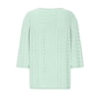 thumbnail image 5 of NinXxx Women's Fashion Casual Jacquard Three Quarter Sleeve Blouse Light Green L, 5 of 5