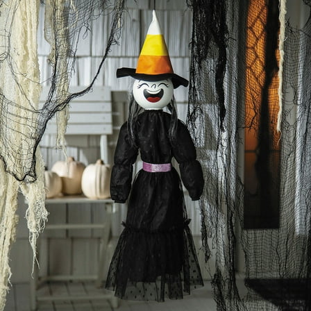 2 Ft. Animated Light-Up Giggling Witch with Black Dress Halloween Decoration
