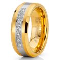 thumbnail image 2 of Metal Masters Mens Goldtone Tungsten Carbide Steel Ring Wedding Band Cubic Zirconia 8mm, 2 of 4