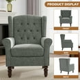 thumbnail image 5 of UIXE High Back Accent Chair Living Room Chairs Upholstered Armchair in Fabric Retro Wingback Arm Chair, Gray Tufted, 5 of 7