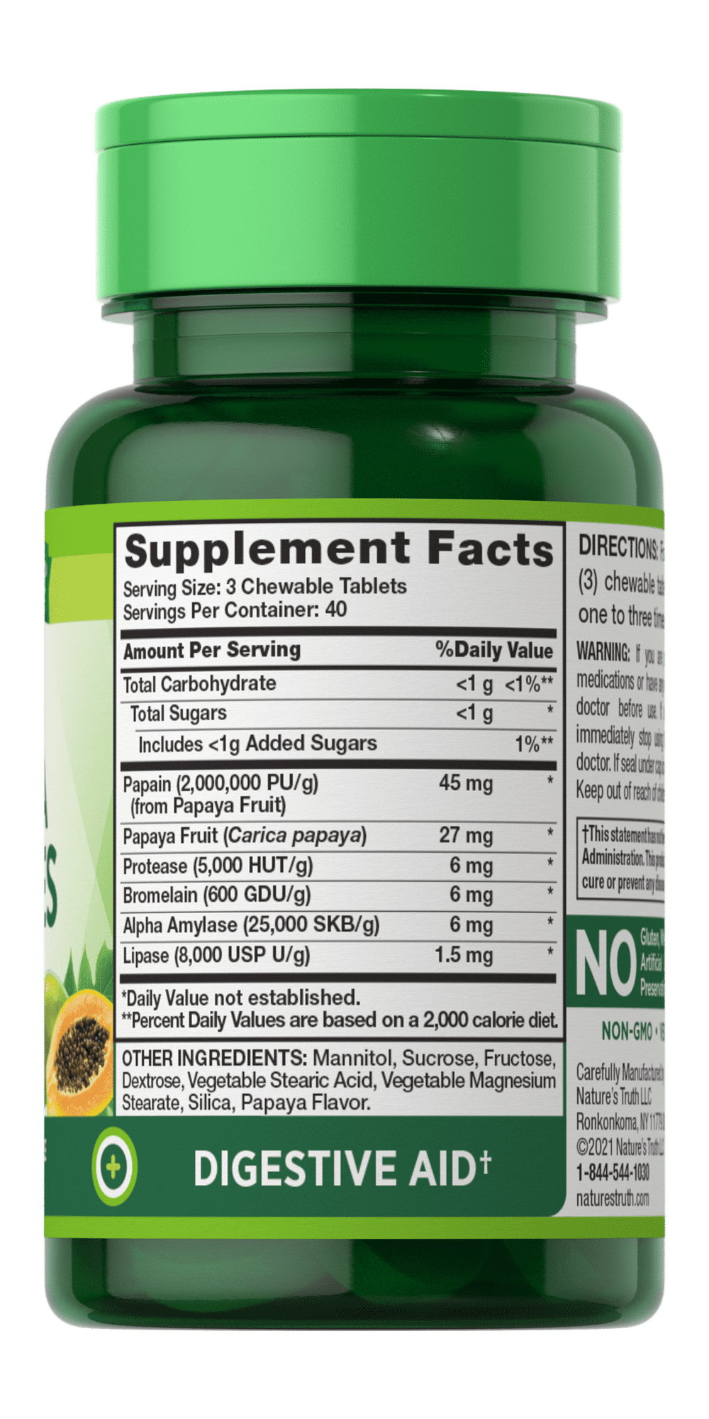 Natures Truth Chewable Papaya Enzyme Tablets, 120 Ea, 3 Pack