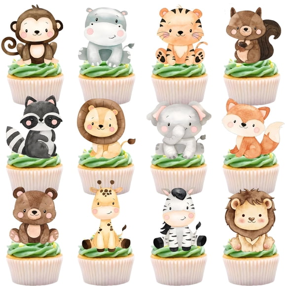 Decoraciones para Cupcakes Safari Goviwbioy 48 piezas Animales de la Selva
