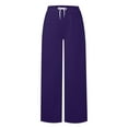 thumbnail image 4 of YDKZYMD Sweatpants for Women with Pockets Clearance Wide Leg High Waisted Teen Girls Elasticwaist Jogger Pants Fall Flare with Pockets Sweatpants Petite Clearance Straight Leg Baggy Pants Purple S, 4 of 7
