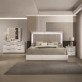 thumbnail image 3 of Queen Size High-Gloss Marble & Lacquer Finish Bedframe with LED Lighting, Gray, Master Bedroom, 3 of 5