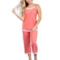 thumbnail image 1 of Doublju Women's Sleeveless Racerback Lace Capri Pajama 2 Pcs Set (Plus Size Available), 1 of 4