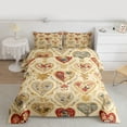 thumbnail image 2 of Feelyou Romantic Love Heart Queen Comforter Set, Vintage Rose Floral Bedding Sets, Bohemian Western Theme Reversible Bedding Comforter Set, Lightweight Room Decor, 3 Pieces, 2 of 8