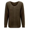 thumbnail image 5 of Ediodpoh Solid Color Casual Collar Long Sleeve Knitted Pullover Sweater Soft Womens Sweaters for Comfortable Warm Winter Wear Coffee XXXL, 5 of 7