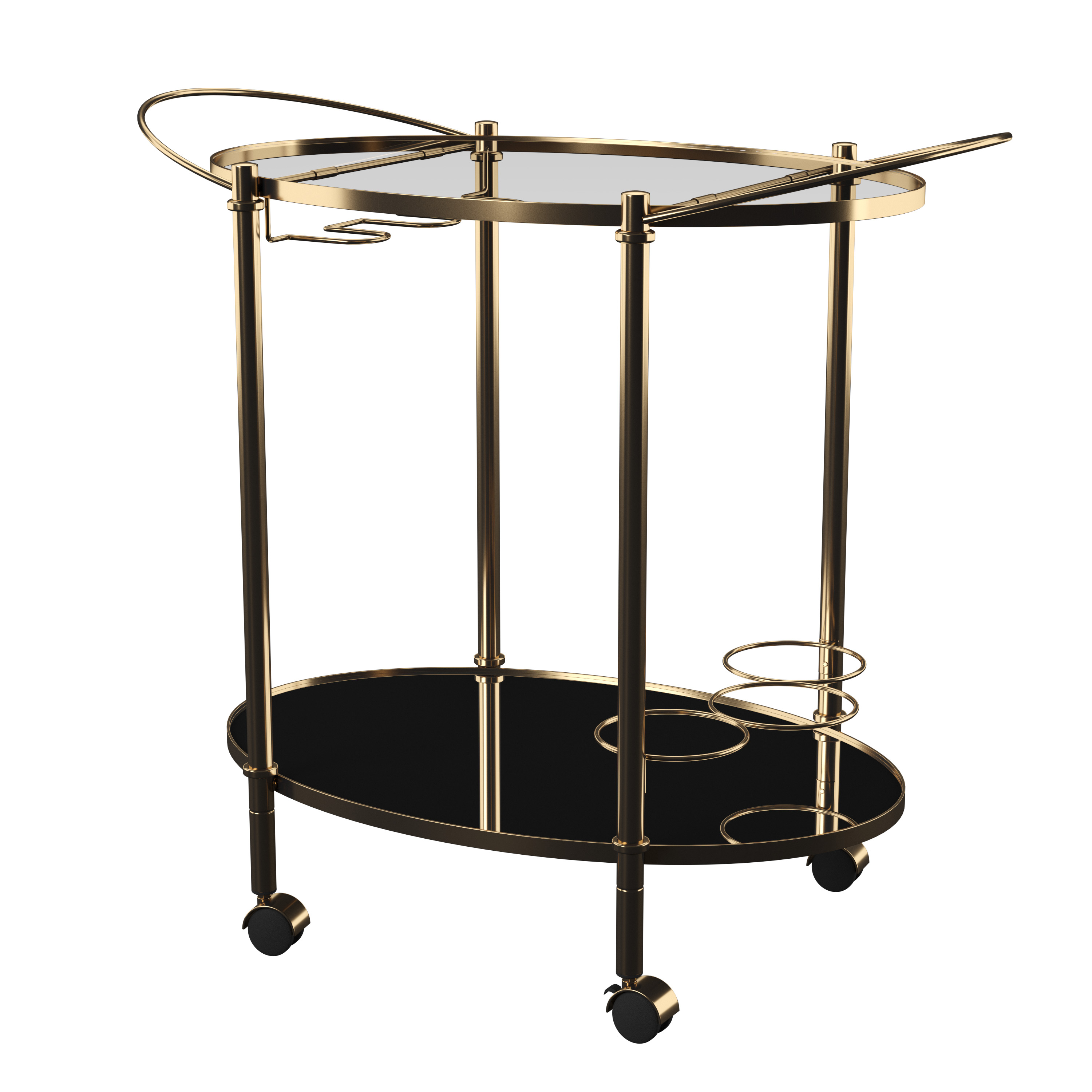 Furniture of America Acquer Contemporary 2-Shelf Serving Cart, Champagne