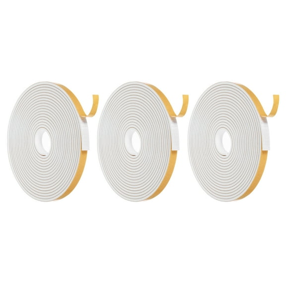 Uxcell Weather Door Seal Strip Tape, Strong Self Adhesive Foam Tape Gap Filler for Door, Window, 3/8 Inch x 1/8 Inch x 16 Feet White 3 Pack