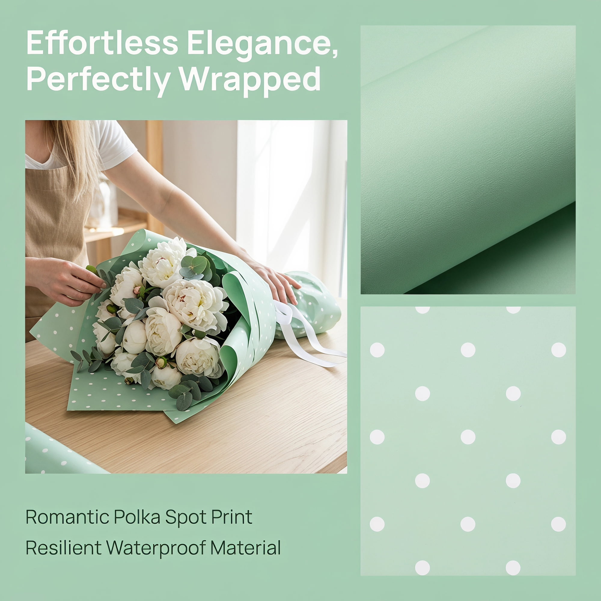 Unique Bargains Waterproof Luxury Matte Gift Wrapping Paper for Bouquets Cyan 22" x 22"