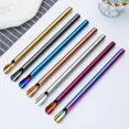 thumbnail image 3 of 7 Pcs Paille Réutilisable en Acier Inoxydable Doré Perle Milkshake Paille à Thé avec Sac Brosse Cuillère à Smoothie Paille en Forme Bleu, 3 of 6