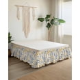 thumbnail image 2 of Garden Flora Illustrations Wrap Around Bed Skirts for Queen Bed 18" Drop, Bed Skirt with Adjustable Elastic Belt Dust Ruffle Bed Valance for Bedroom Hotel Luxury Blue Yellow Flowers Bed Frame Cover, 2 of 7