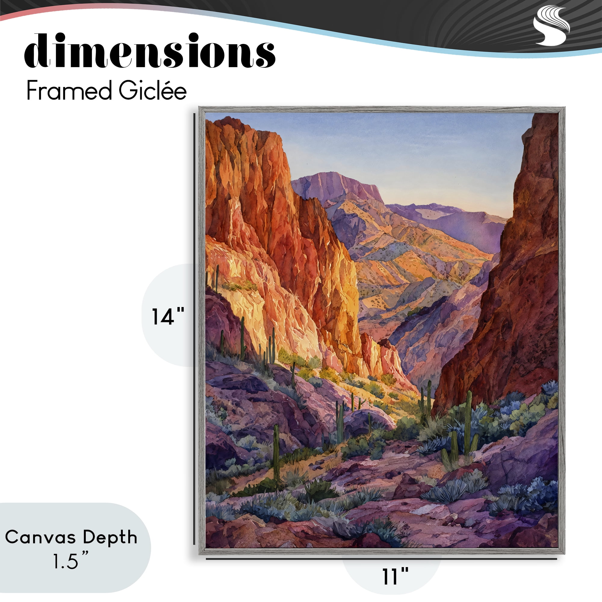 Stupell Industries Western Colors Canyon Gray Framed Giclee Art, design by Franklyn Gregory