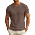 thumbnail image 3 of Men's Summer Solid Color Casual Tee T-Shirt Top Short Sleeve Crewneck Loose Fit Breathable Quick Dry Moisture Wicking Gym Workout Hiking Daily Essential Gift | JASKFLY,Coffee XXS, 3 of 8