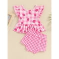 thumbnail image 5 of Little Girls Summer Shorts Sets Flying Sleeve Strawberry/Sunflower Print Tops Plaid PP Shorts Sets, 5 of 10