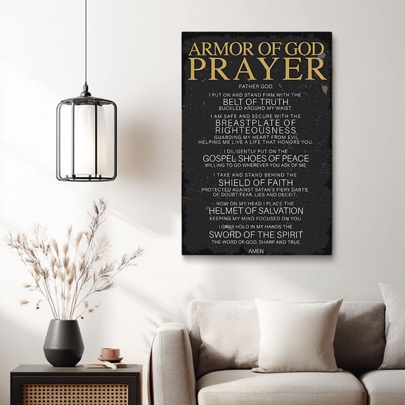 Christian Armor of God Prayer Canvas Wall Decor Ready to Hang Church Bedroom