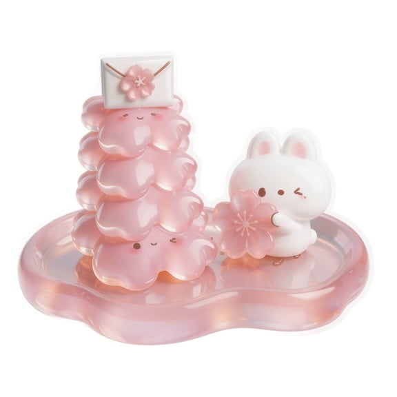 Colorful Home Decor Decorative Tray for Jewelry Keys Small Trinkets 9X4 Inch Adorable Rabbit Cherry Blossom Table Accent Great Gift