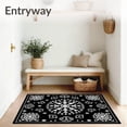 thumbnail image 3 of ODIKA 6'x9' Machine Washable Non-Slip Area Rug, Festive Snowflake Latch Hook Pillow Kit with Crochet Yarn Needlework High Traffic Rug with Pad, Black, 743785, 3 of 8