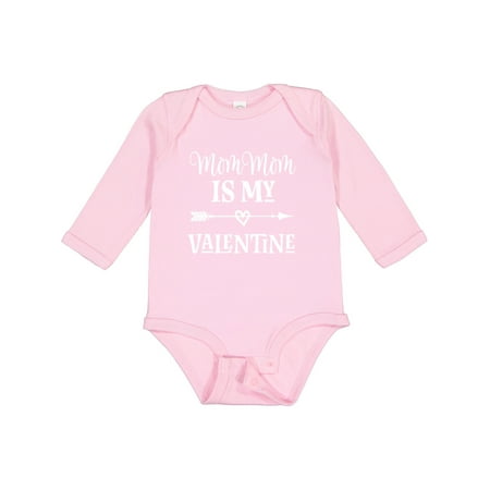 

Inktastic MomMom Grandma is My Valentine Gift Baby Girl Long Sleeve Bodysuit