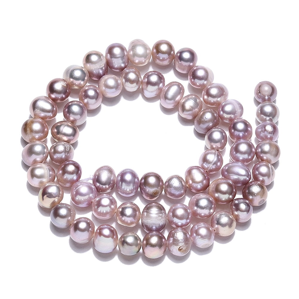 Natural Cultured Freshwater Pearl Beads Strands Potato Plum 5.5~8.5x5.5~6.5mm Hole: 0.6mm 57~59pcs/strand 13.58~13.78 inch(34.5~35cm)