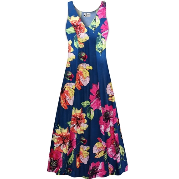 Plus size 9x Petite Womens Dress Blue Spring Dream Sleeveless Low V-Neck Princess Cut
