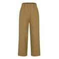 thumbnail image 5 of Dazajoo Women's Casual Cotton Linen Pants Elastic High Waisted Gauze Pants with Pockets Summer Solid Color Beach Pants Weekly Sale,Khaki,L, 5 of 8