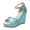 Blue, variant on Wedges Heels for Women Peep Toe Glitter Splice Platform Sandals Ankle Strap High Heeled Antislip Pumps Dress Sheos Silver Size 6