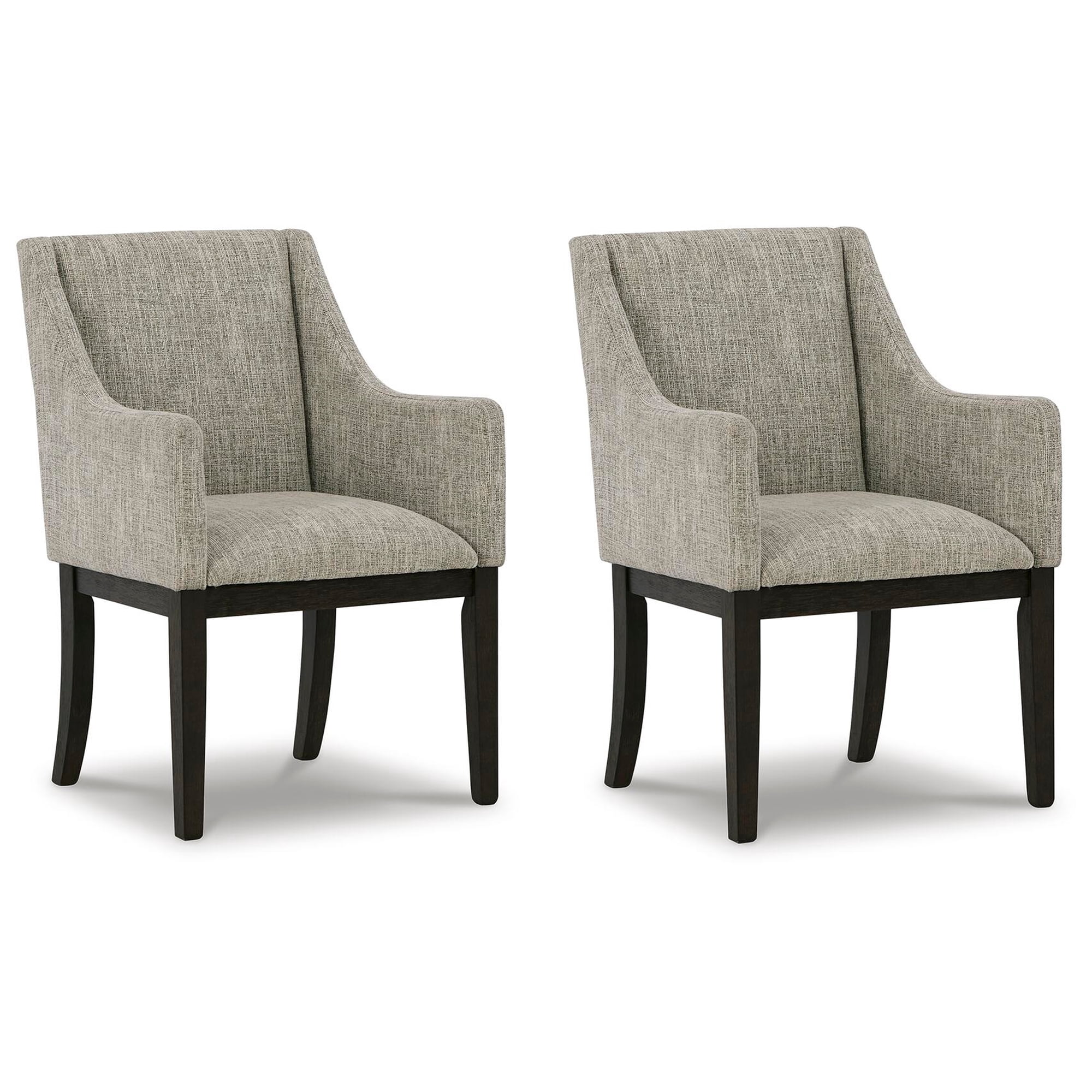 Signature Design by Ashley Burkhaus Traditional Dining Upholstered Arm Chair, Set of 2, Gray & Dark Brown