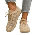 thumbnail image 4 of Womens Shoes,Casual Shoes Round Toe Flat Soled for Comfort Wear Large Casual Shoes for On Design,Shoes for Women,Beige,9, 4 of 9