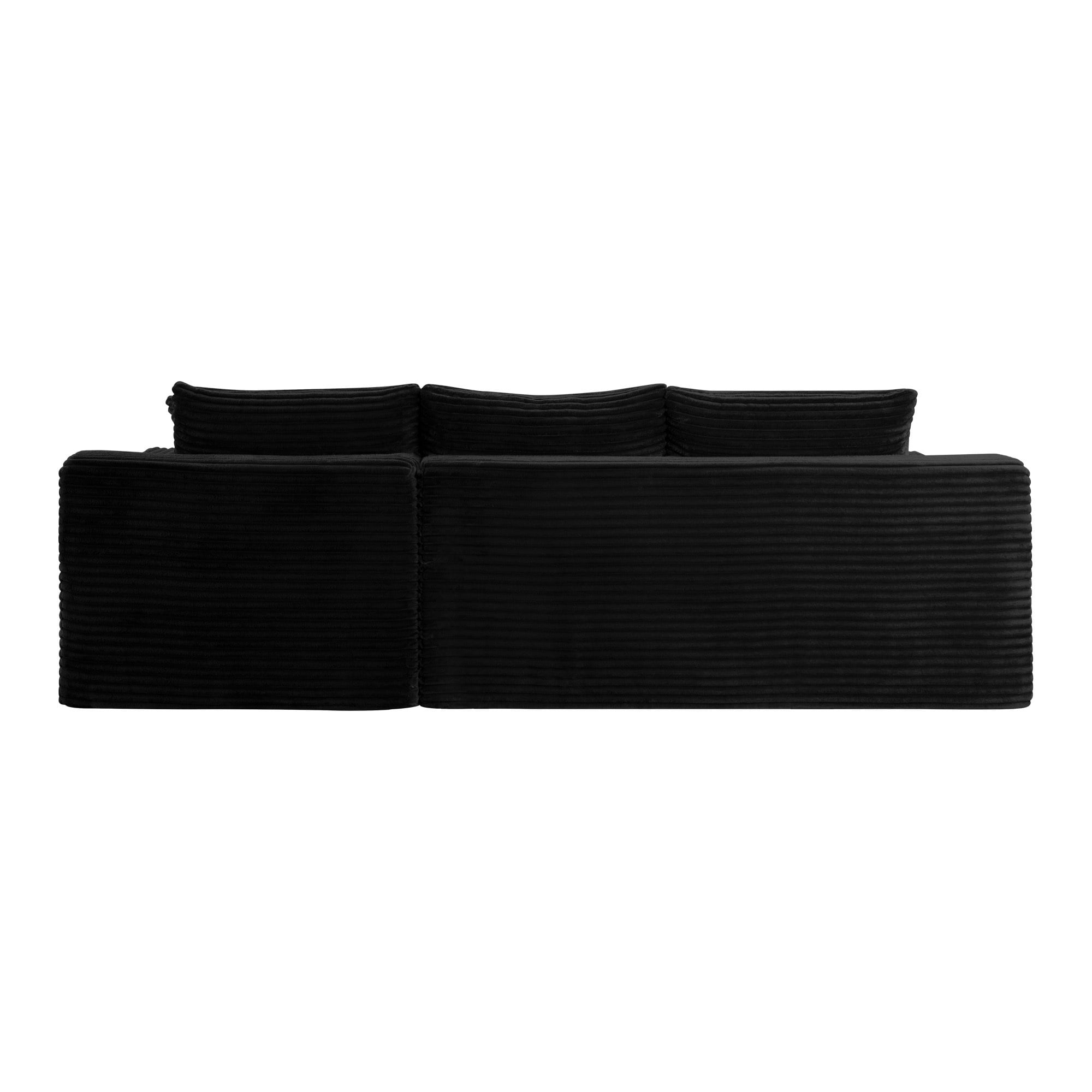 Leumius 106.3" Cloud Modular Sectional Sofa Couch with L-Shape Chaise,Modern Minimalist Upholstered Couches for Living Room Bedroom No Assembly Required Black-R