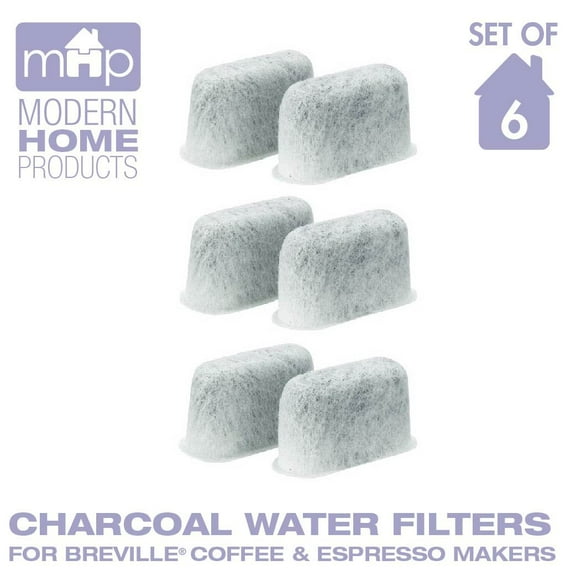 Charcoal Water Coffee & Espresso Filter Cartridges, Replaces Breville BWF100 Charcoal Water Filters- Set of 6