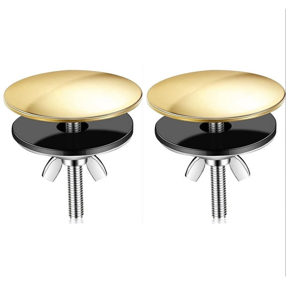 NOGIS 2 Pieces 2 Inch Kitchen Sink Hole Cover Faucet Hole Cover Stainless Steel Kitchen Sink Tap Hole Plate Stopper Cover Blanking Metal Plug (Gold)