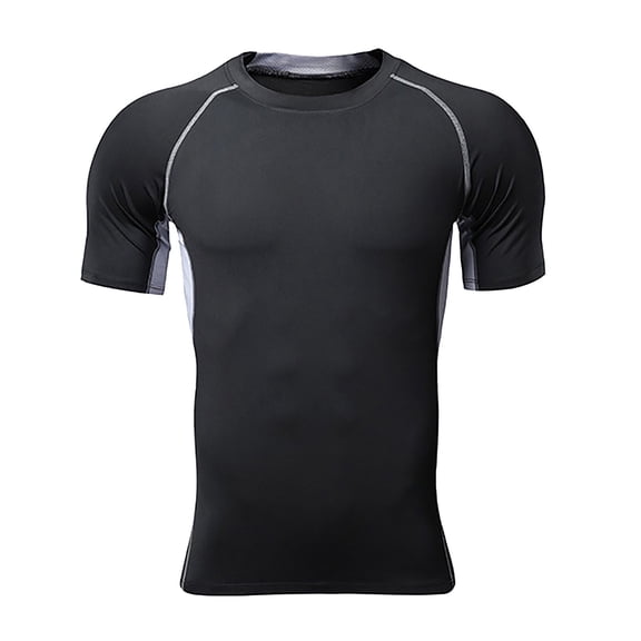 SCSAlgin Short Sleeve Compression Shirt Men Athletic Gym Cool Dry Base Layer Workout Tops Slim Fit Undershirts T-Shirt
