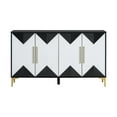 thumbnail image 3 of Atumon Accent Cabinet, Buffet Cabinet with 4 Two-Tone Triangular Pattern Doors, Storage Cabinet with Metal Legs and Adjustable Shelves, Wood Accent Cabinet Furniture for Home Use, White and Black, 3 of 10