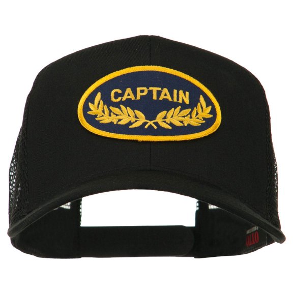 Captain Oak Leaf Military Patched Mesh Back Cap - Black OSFM