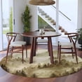 thumbnail image 3 of Round Area Rug 8 Ft, Brown Mountain Washable Non-Slip Circle Carpet for Living Room/Bedroom, Misty Forest Nature Woodland Pine Tree Landscape Collection Low-Profile Large Area Rugs for Indoor, 3 of 8