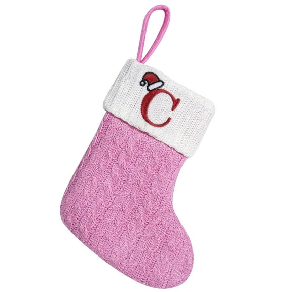 Christmas Stocking Charm Gift Stocking Embroidered Letter Cozy Classic Knit Christmas Stocking Personalized Xmas Hanging Decoration Home Farmhouse Fireplace Christmas Decor