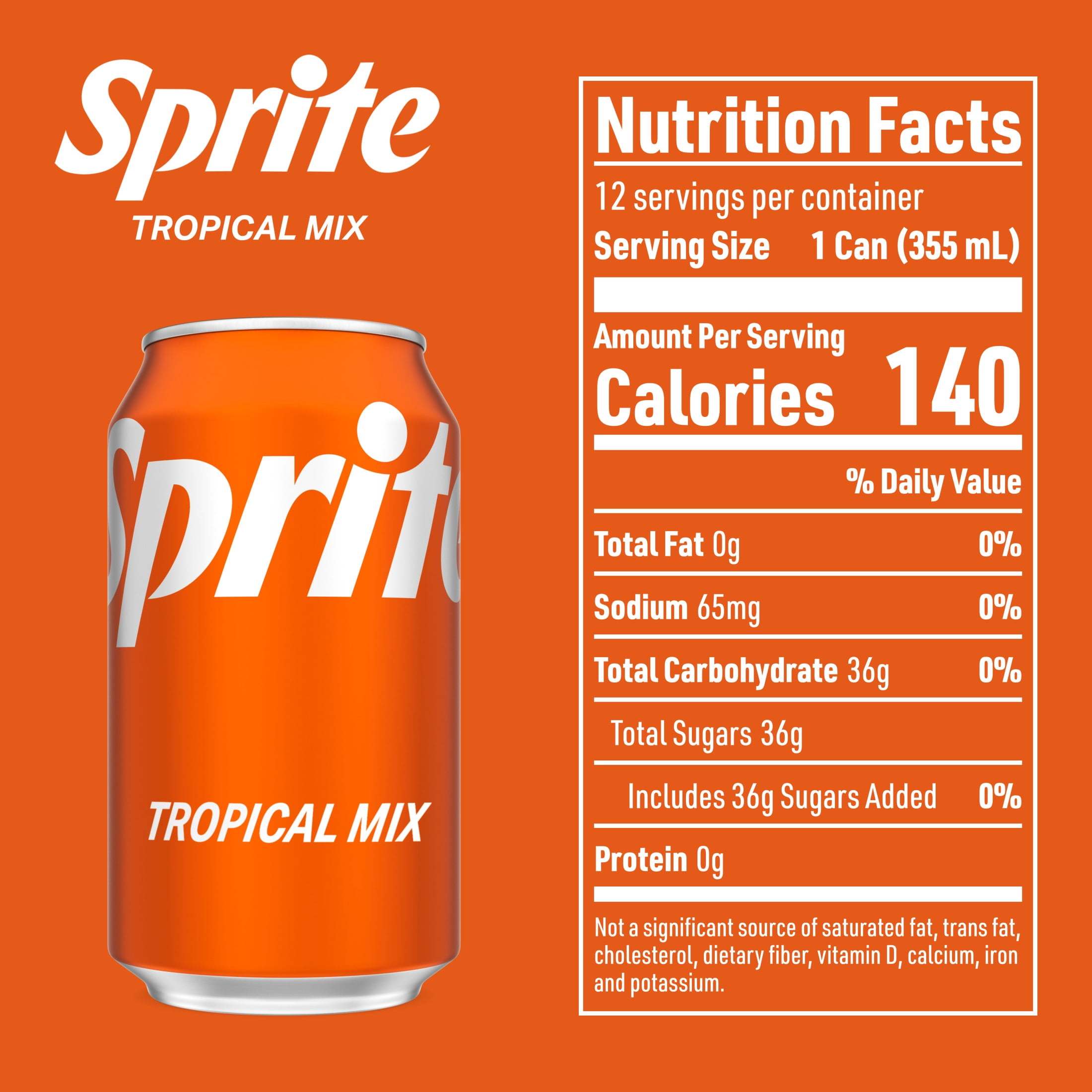 Sprite Tropical Mix Fridge Pack Cans, 12 fl oz, 12 Pack