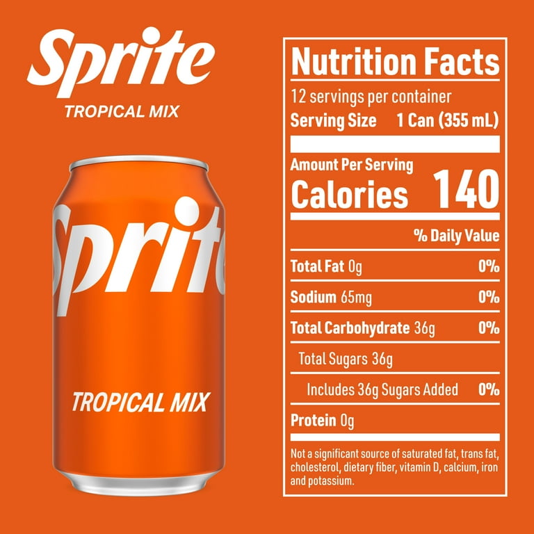 Sprite Tropical Mix Fridge Pack Cans, 12 fl oz, 12 Pack - Walmart.com
