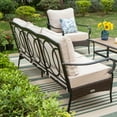 thumbnail image 4 of Summit Living 9-Seat Outdoor Patio Conversation set with 3-Seat Sofa, Love-seat Sofa, 2 Rocking Chairs,2 Ottomans & Wood-look Coffee Table, Black Steel Frame & Beige Cushion, 4 of 18