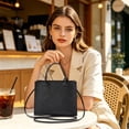thumbnail image 5 of Dtchengua Quilted Tote Crossbody Bag, Black Faux Leather Handbag with Detachable Strap for Women, 5 of 6