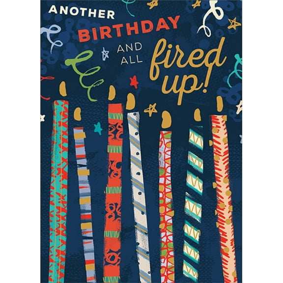 RSVP All Fired Up : Tall Colorful Candles Masculine Birthday Card for Him : Man : Men